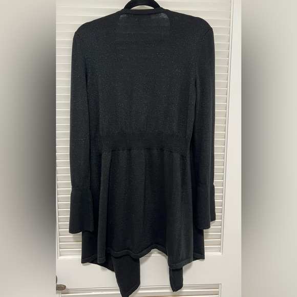 WHBM shimmery glittery black open front draped style cardigan sweater- Size M - Picture 3 of 7